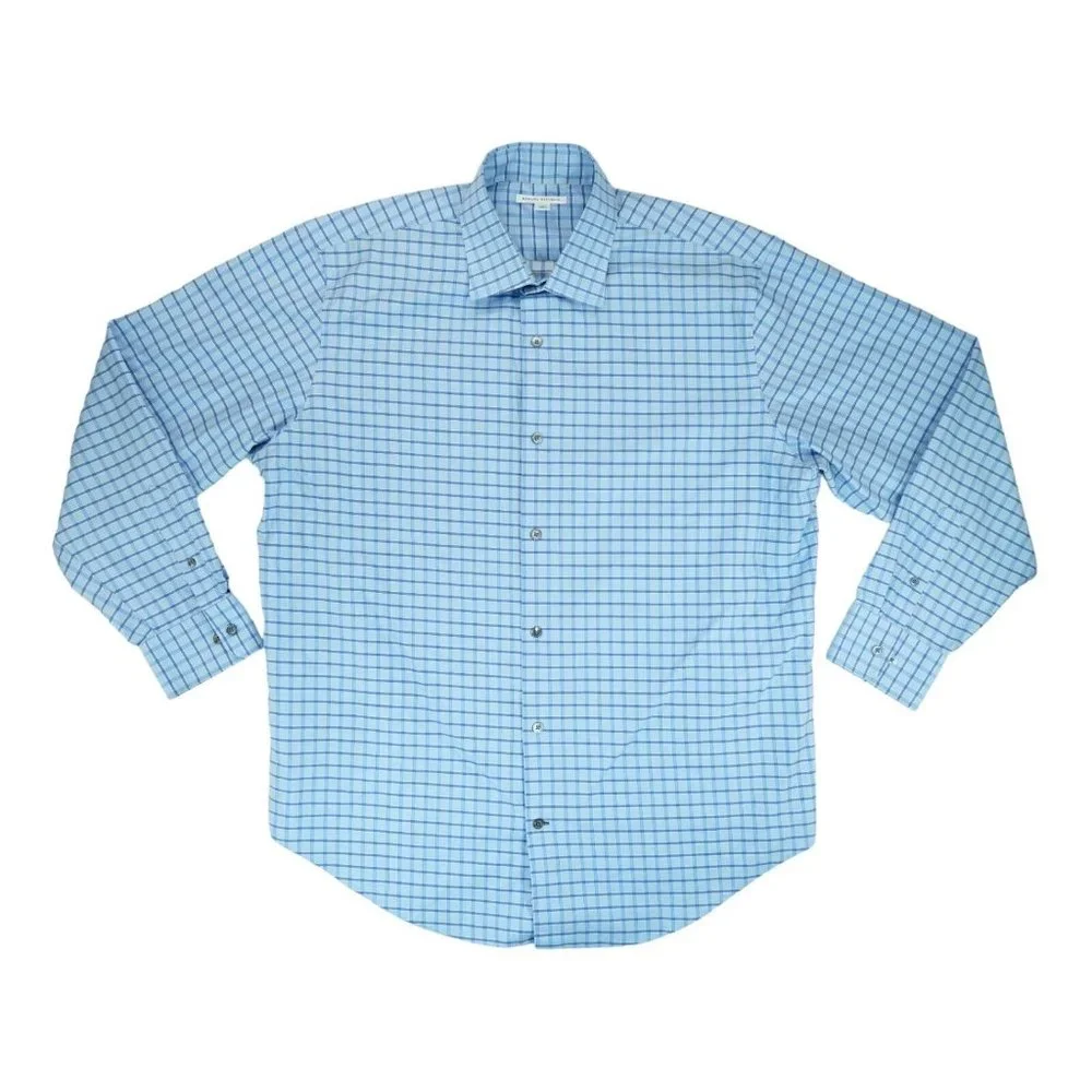 Banana‎ Republic Men’s Long Sleeve Dress Shirt Size XL 17-17 1/2 ~ Blue ~ Plaid